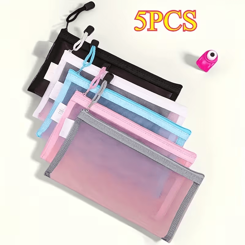 5pcs Travel Makeup Bag - Toilet Supplies Zippered Mesh Bag - Storage Bag - Travel Storage Bag - Daily or Travel Essentials - Small Item Storage Bag - Portable Makeup and Travel Storage Bag