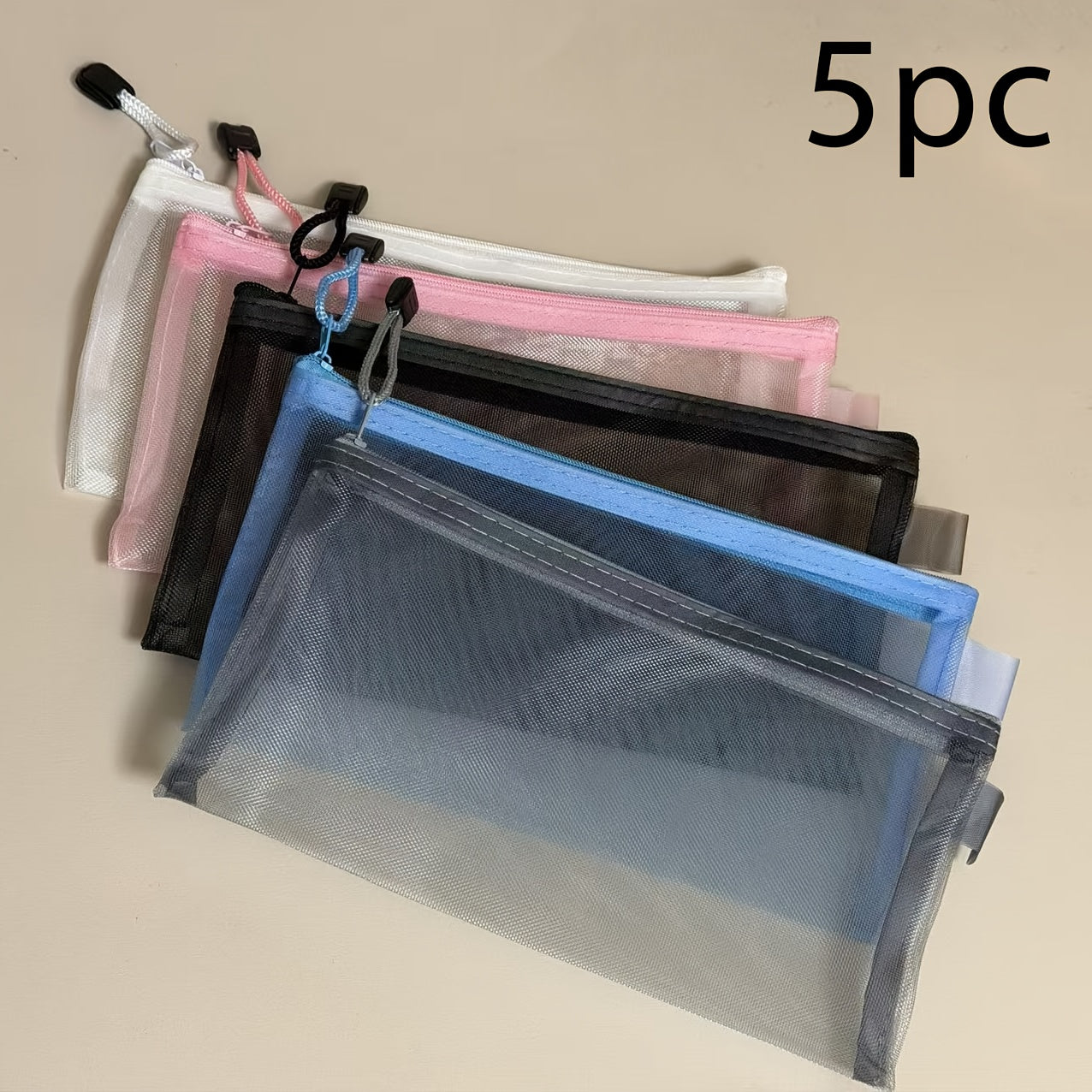 5pcs Travel Makeup Bag - Toilet Supplies Zippered Mesh Bag - Storage Bag - Travel Storage Bag - Daily or Travel Essentials - Small Item Storage Bag - Portable Makeup and Travel Storage Bag