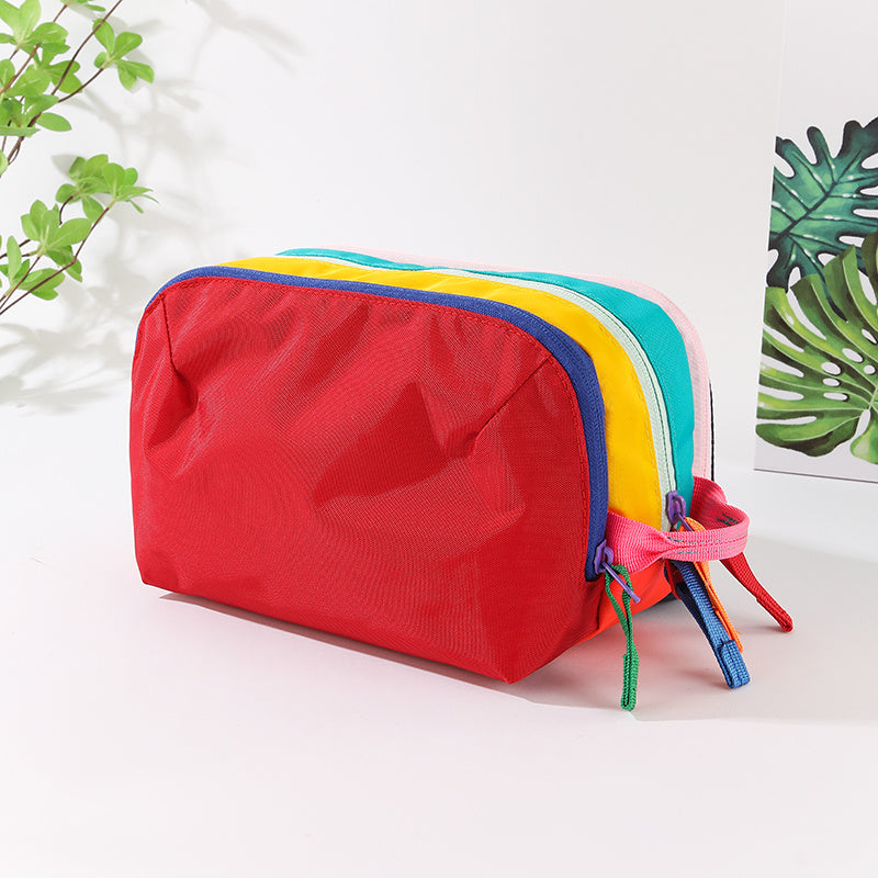 1pc Christmas Dopamine Color Travel Makeup Bag, Multi-Functional Toiletry Bag, Stylish Storage Bag, with Three Main Zipper Compartments, Portable And Neat, Suitable for Daily Cosmetics, Toiletries And Other Small Items Storage, Zipper Closure