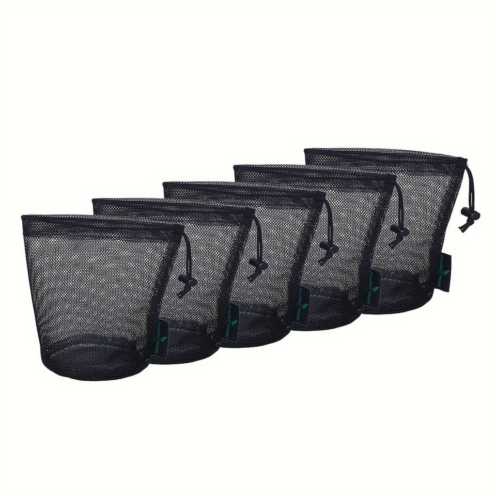 Boundless Voyage Durable Nylon Mesh Drawstring Laundry Bags Storage Ditty Bag Travel Stuff Sack (5pcs/Lot)