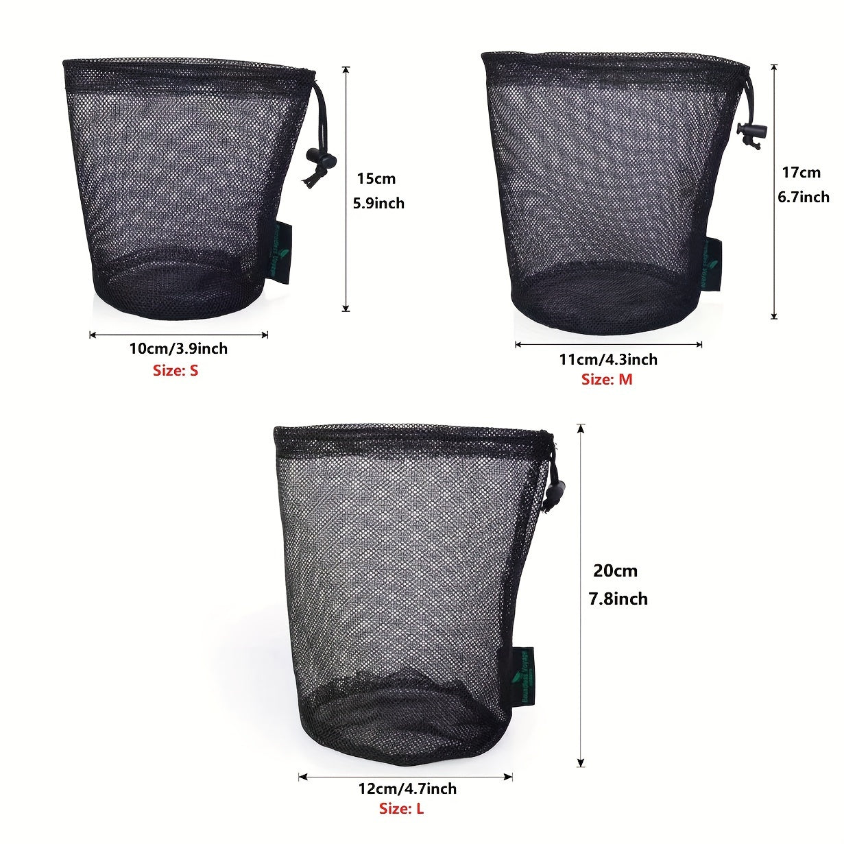 Boundless Voyage Durable Nylon Mesh Drawstring Laundry Bags Storage Ditty Bag Travel Stuff Sack (5pcs/Lot)
