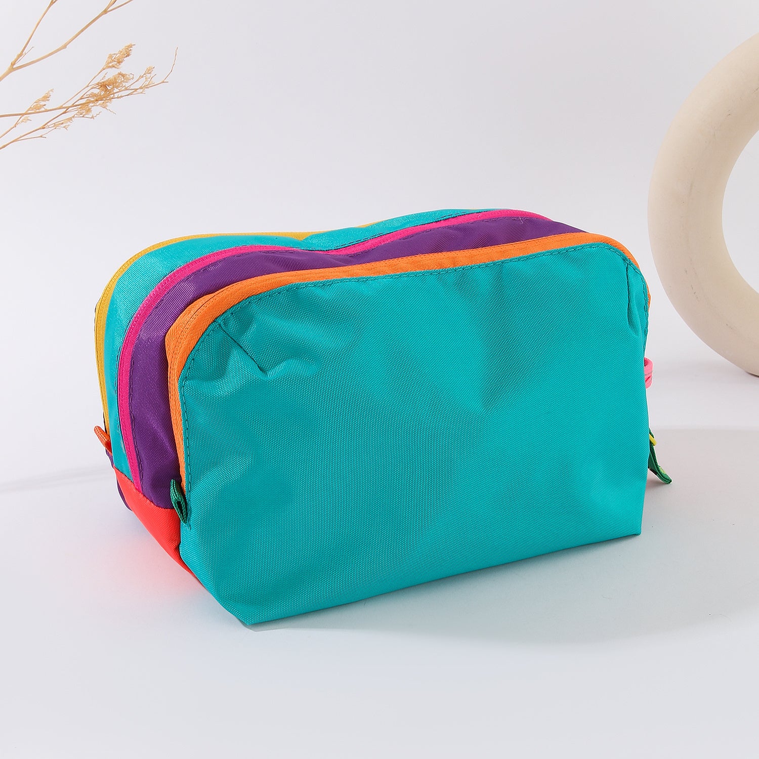 1pc Christmas Dopamine Color Travel Makeup Bag, Multi-Functional Toiletry Bag, Stylish Storage Bag, with Three Main Zipper Compartments, Portable And Neat, Suitable for Daily Cosmetics, Toiletries And Other Small Items Storage, Zipper Closure